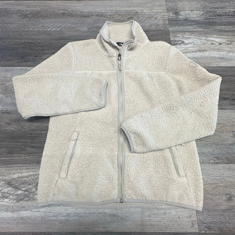 The North Face Campshire White‎ Women M Sherpa Fleece Full Zip Fuzzy Jacket Gorp